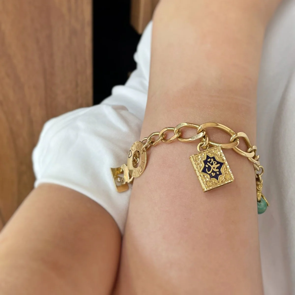 Bracelet Breloques - Or, Diamants, Résine & Amazonite - Image 10