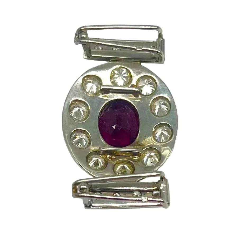 Broche en or blanc, rubis et diamants - Image 2