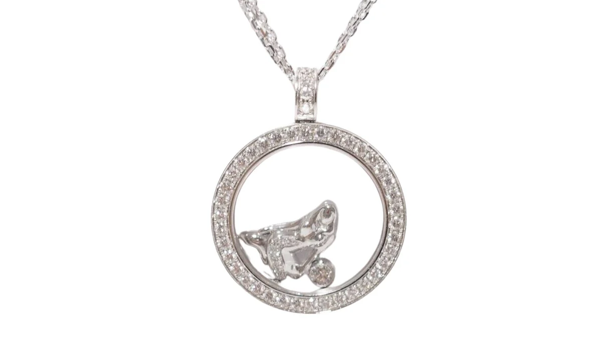 Collier CHOPARD "Happy Diamonds" en or blanc et diamants - Image 4