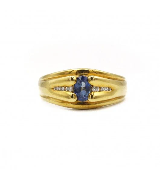 Bague - Or. Saphir & Diamants