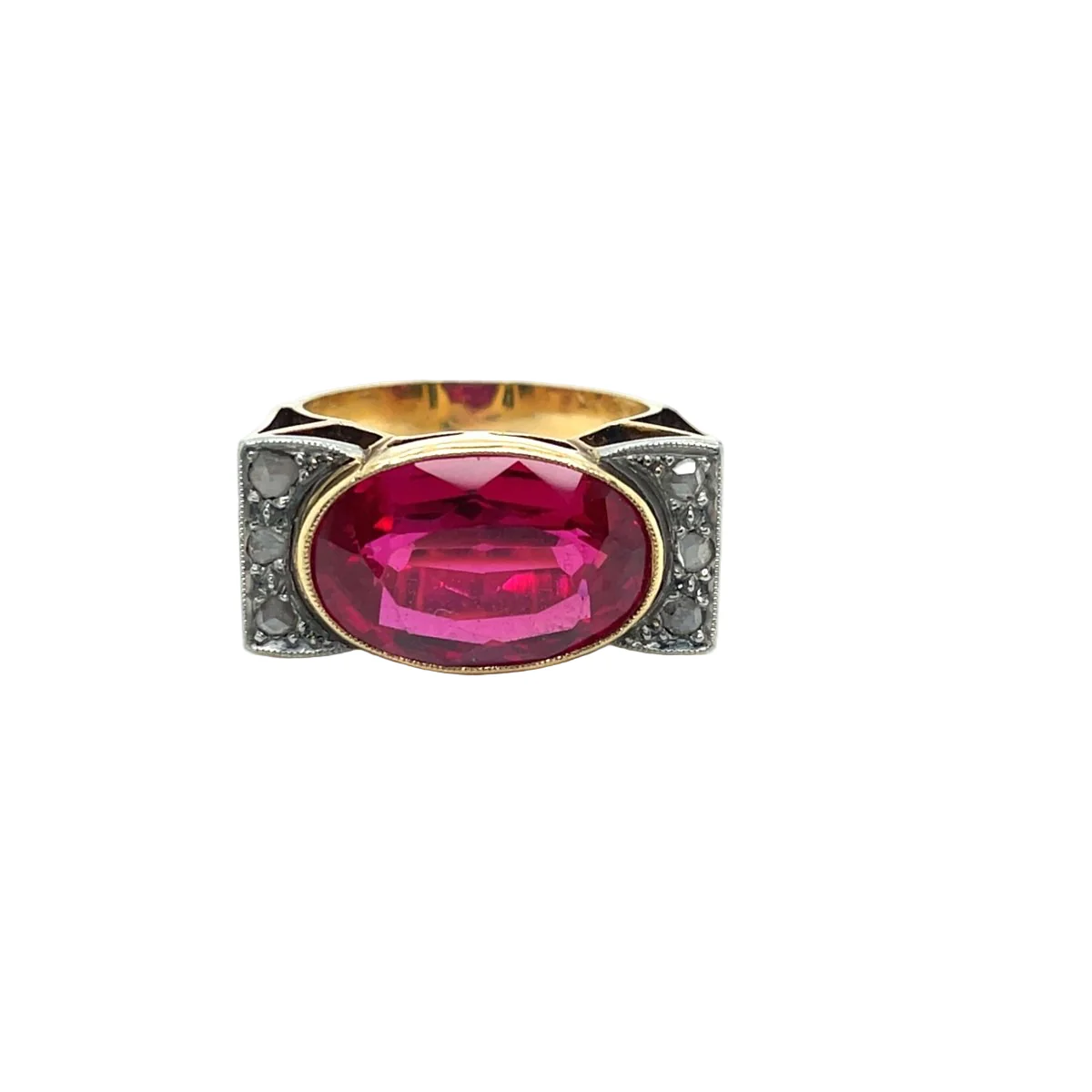 Bague Tank en or rose, platine, saphir et diamants