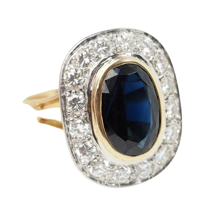 Bague Pompadour en or jaune, platine et saphir - Image 5