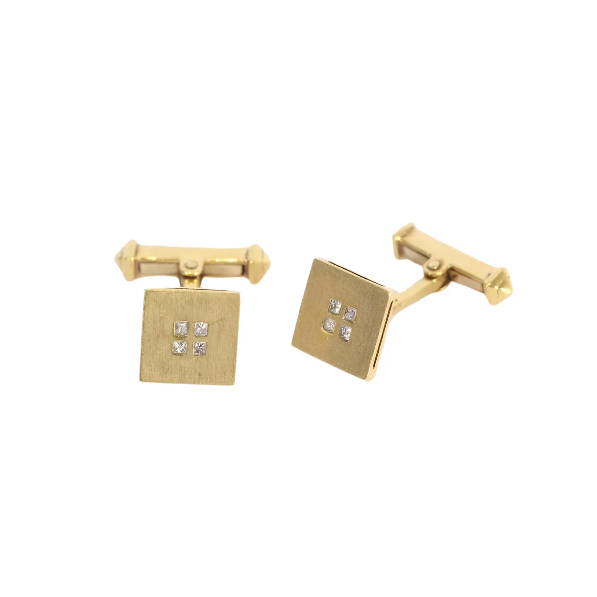 Boutons de manchette carré diamants en or
