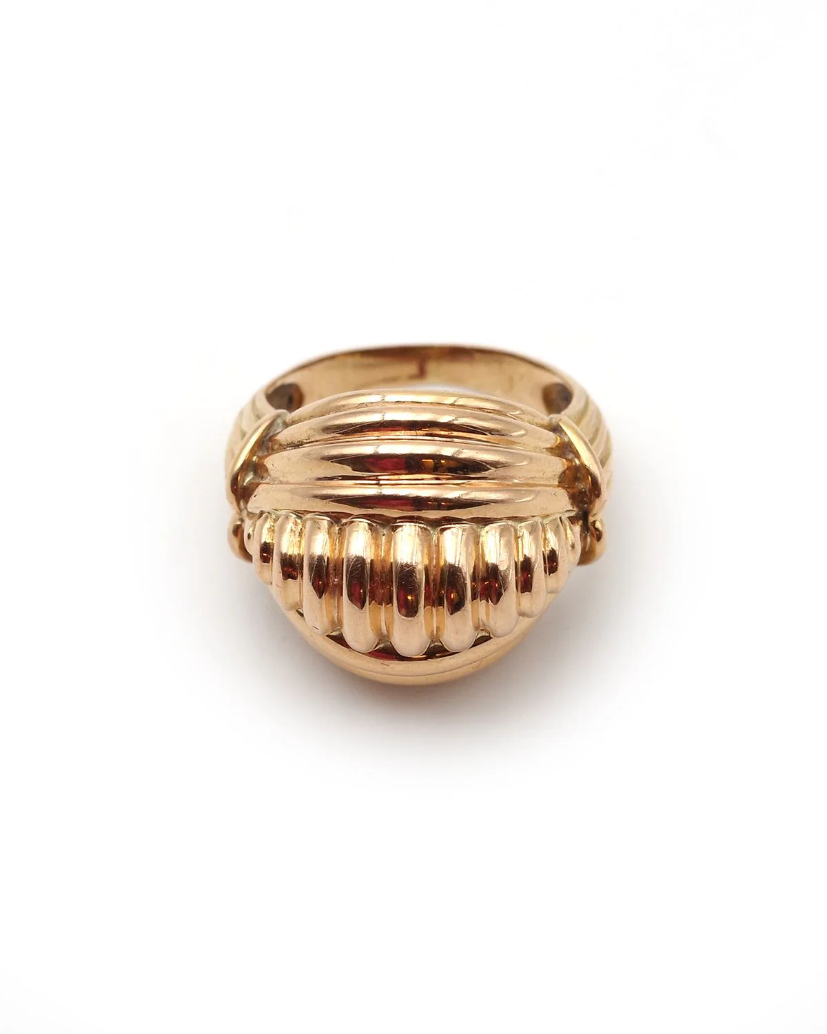 Bague dôme godrons en or - Image 3