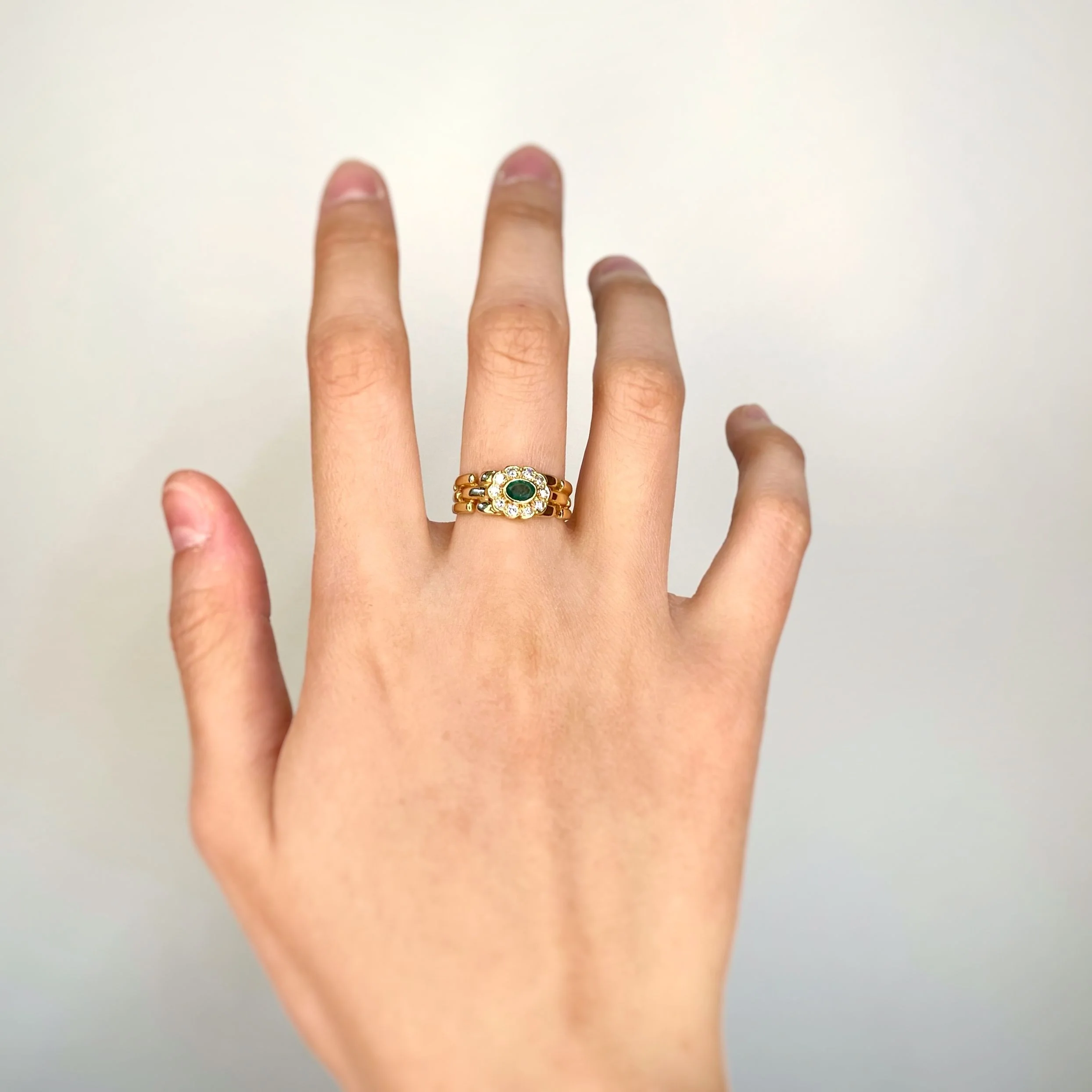 Bague rétro en or, émeraude et diamants - Image 2