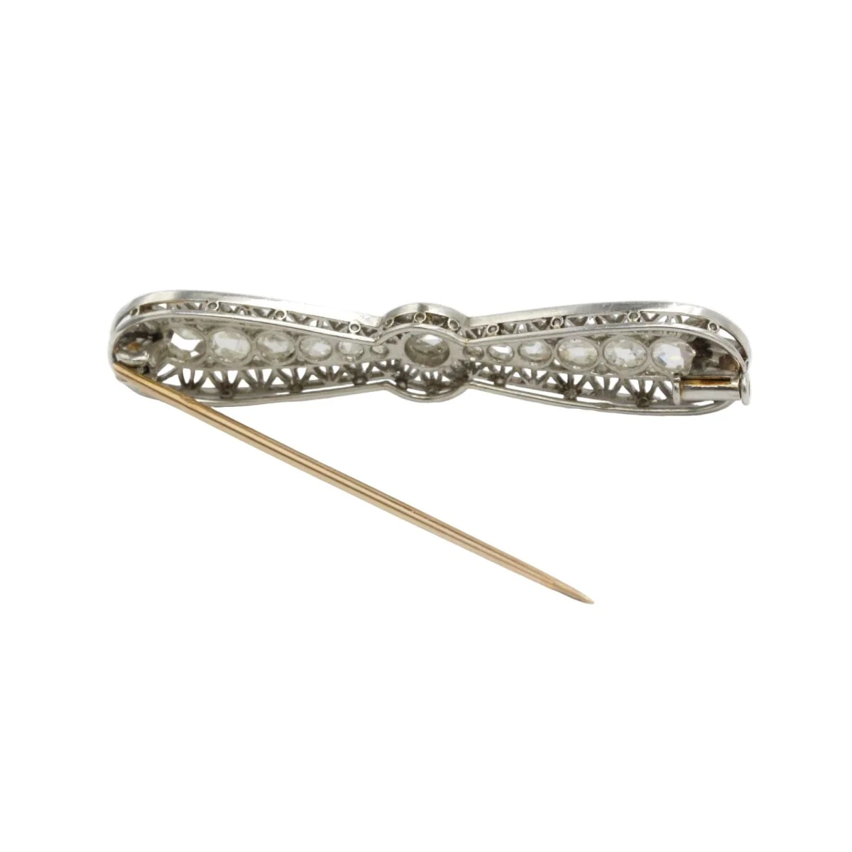 Broche Épingle en or rose, platine, et diamants - Image 3
