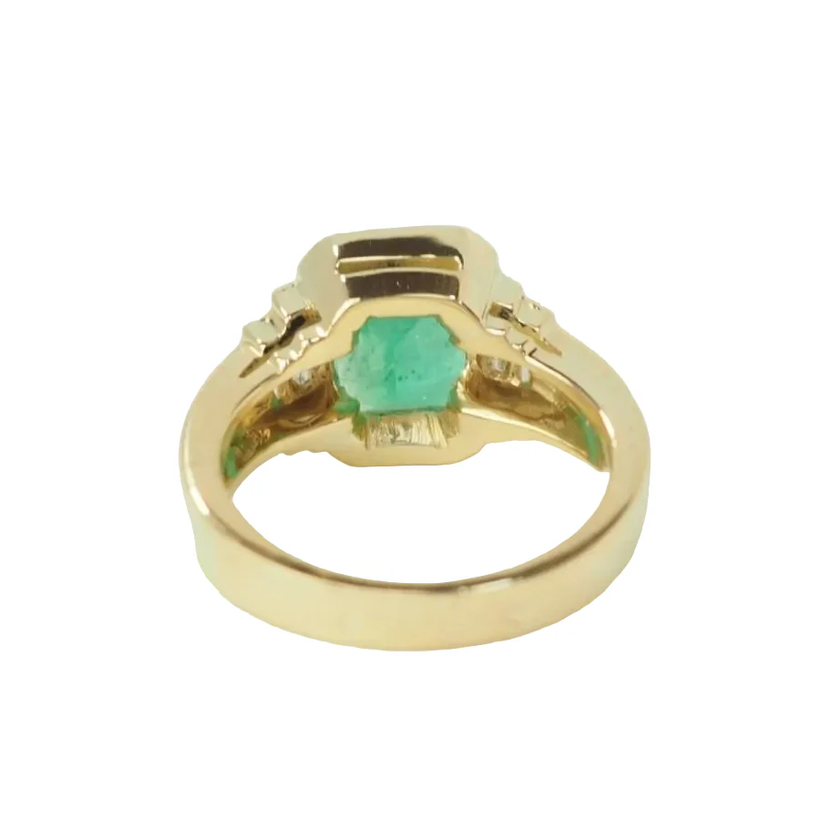 Bague en or jaune, émeraude, et diamants - Image 6