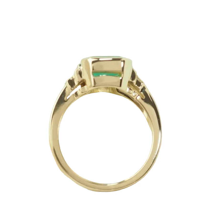 Bague en or jaune, émeraude, et diamants - Image 9