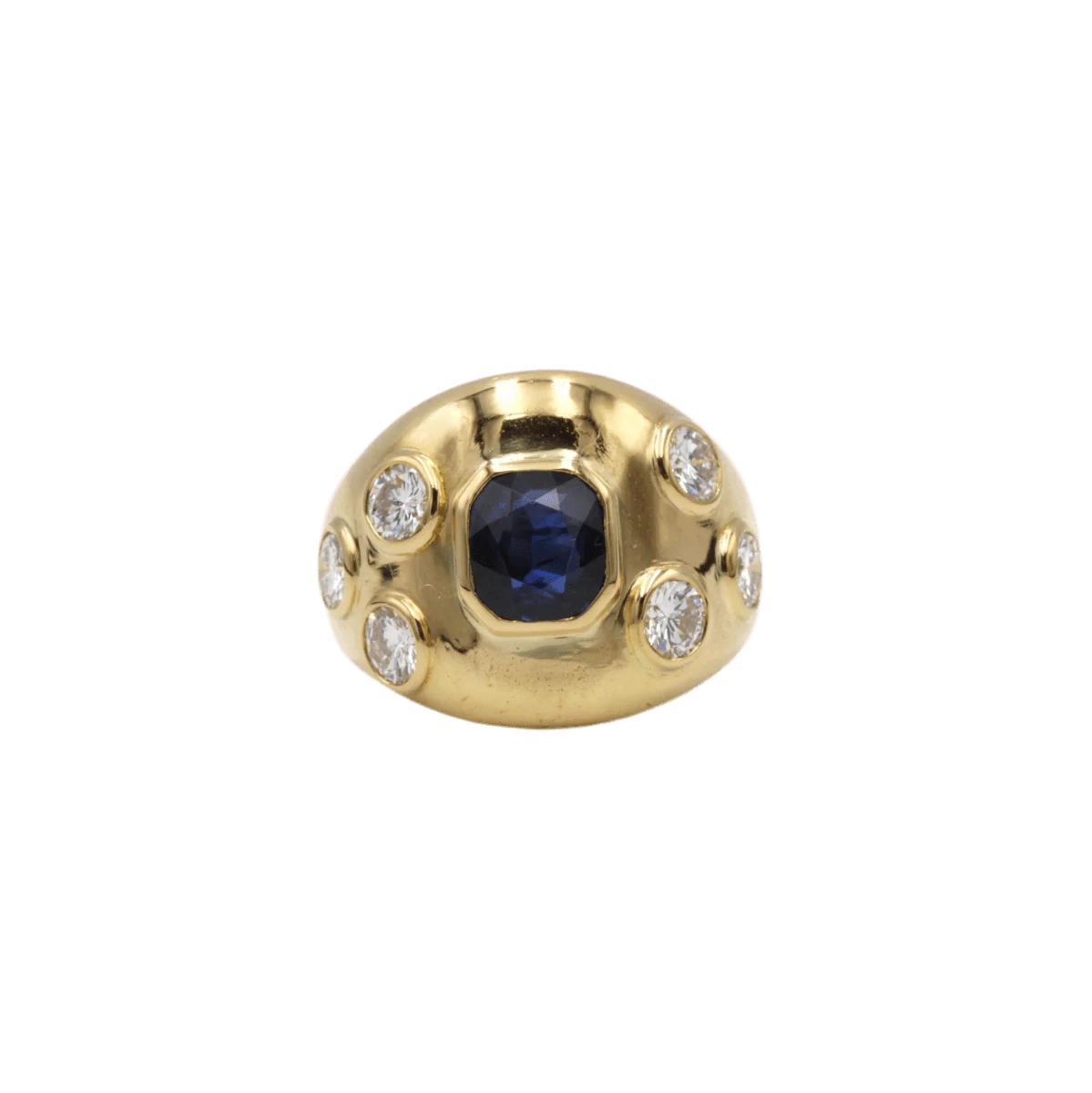 Bague Dôme en or jaune, saphir et diamants