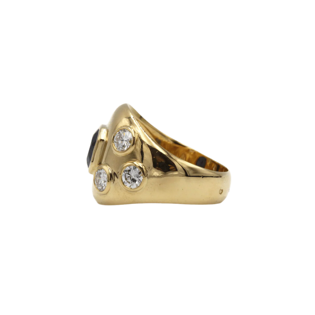 Bague Dôme en or jaune, saphir et diamants - Image 3