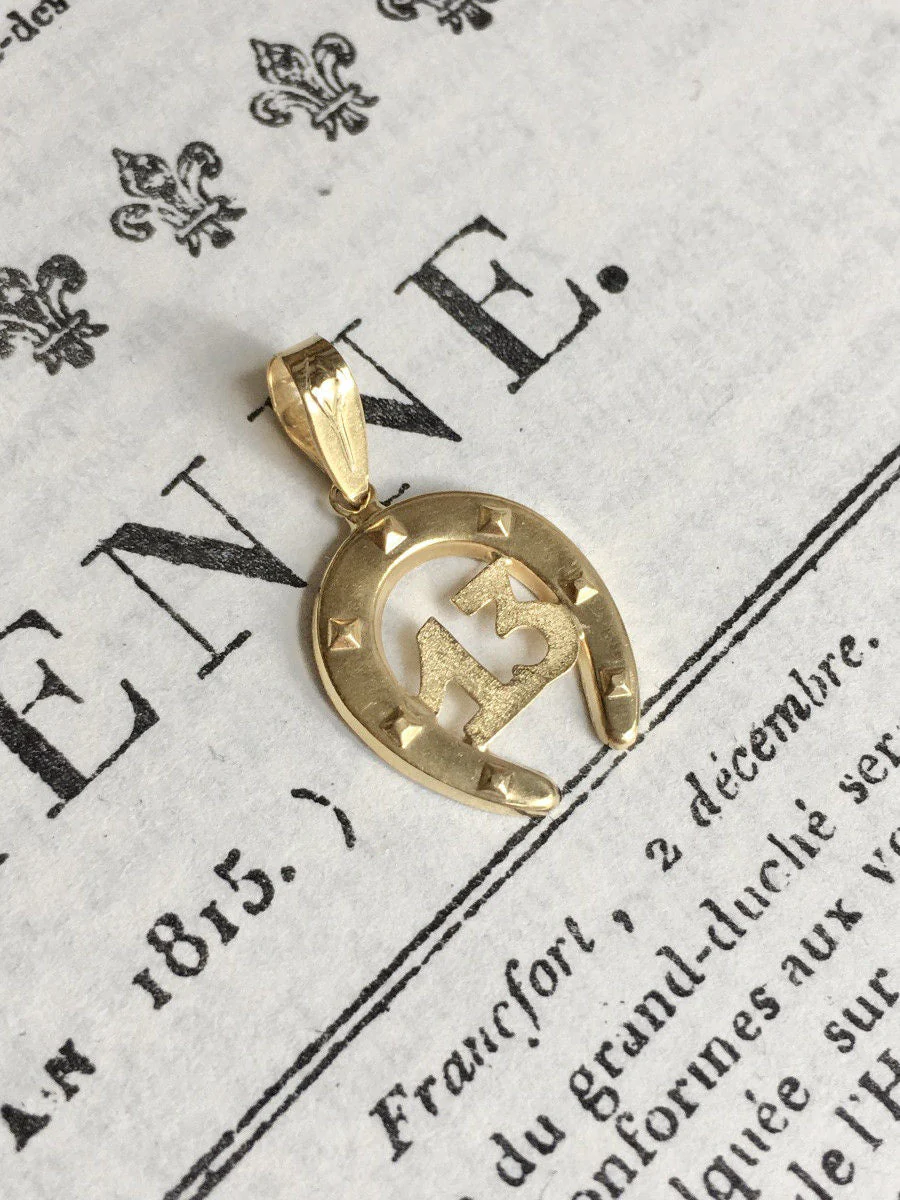 Pendentif en or jaune 18K en forme de fer à cheval - Image 10