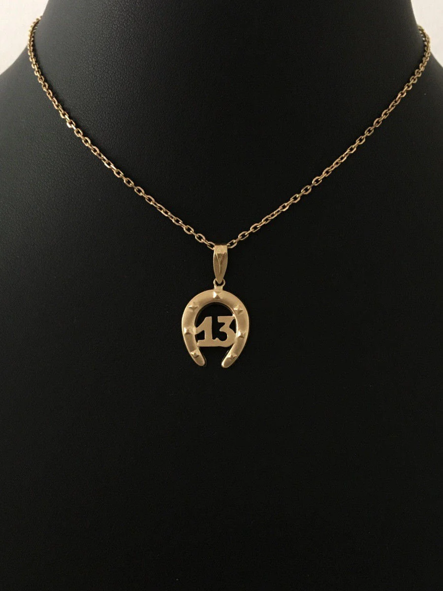 Pendentif en or jaune 18K en forme de fer à cheval - Image 3