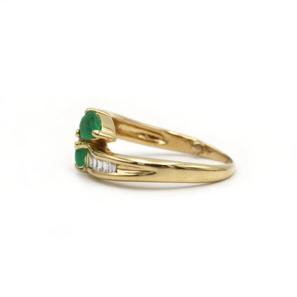 Bague Toi & Moi en or jaune, émeraudes et diamants - Image 2