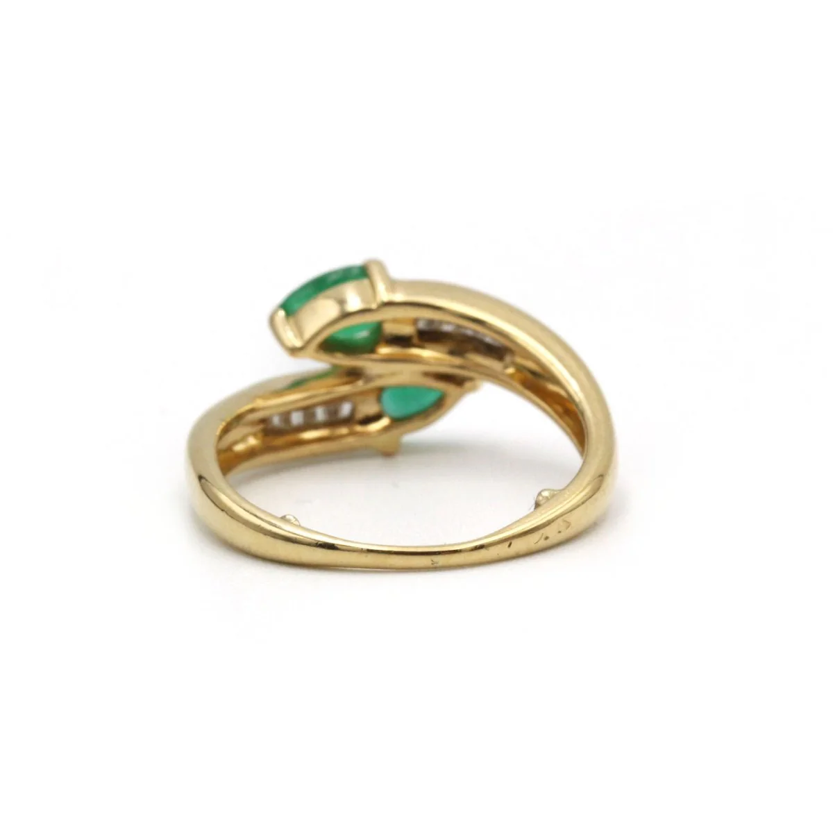 Bague Toi & Moi en or jaune, émeraudes et diamants - Image 4