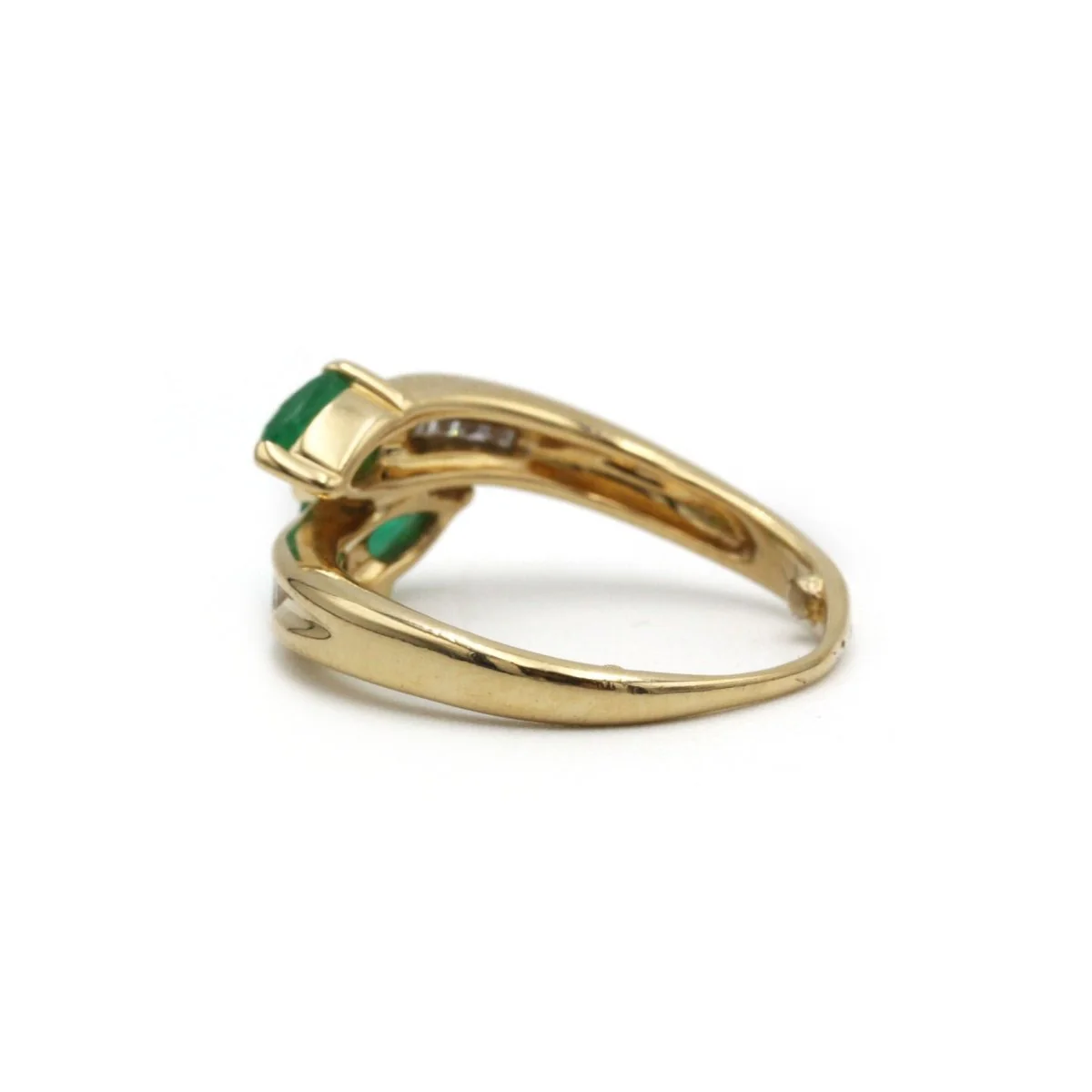 Bague Toi & Moi en or jaune, émeraudes et diamants - Image 5