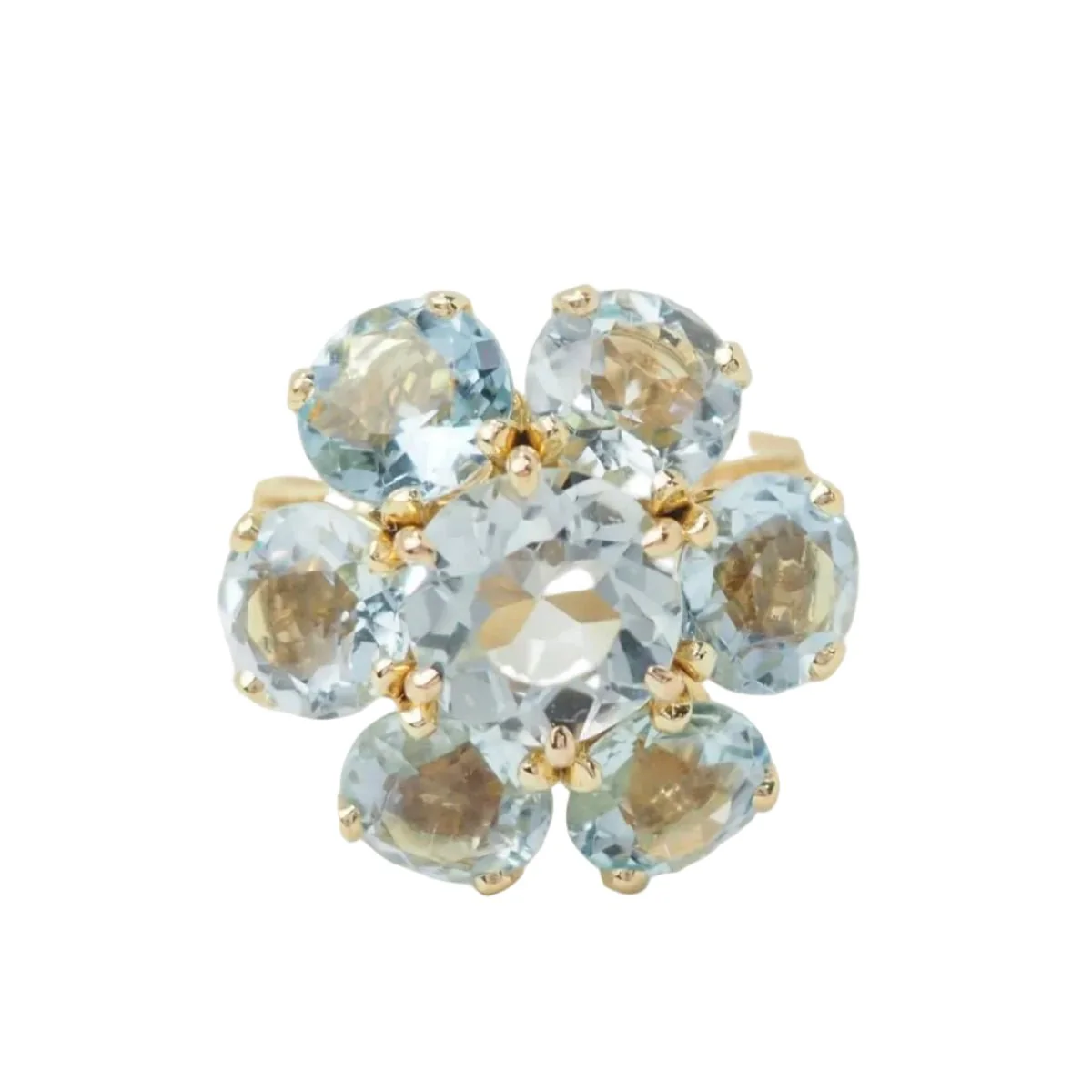 Bague Fleur en or jaune et aigues-marines - Image 10