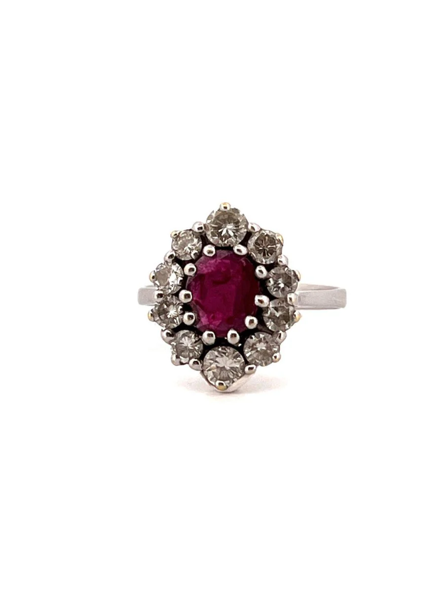 Bague Marguerite en or blanc et en rubis et diamants - Image 2