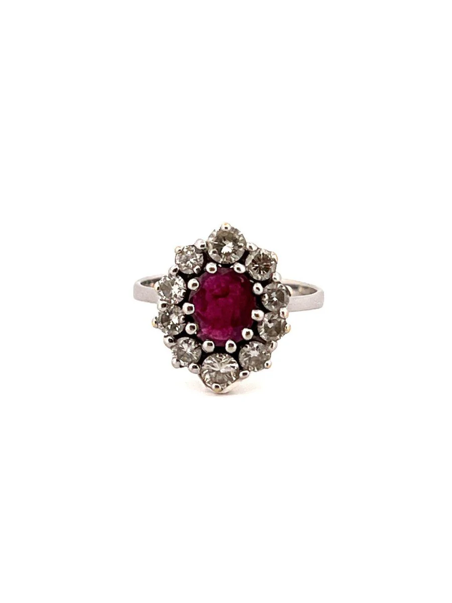 Bague Marguerite en or blanc et en rubis et diamants - Image 3