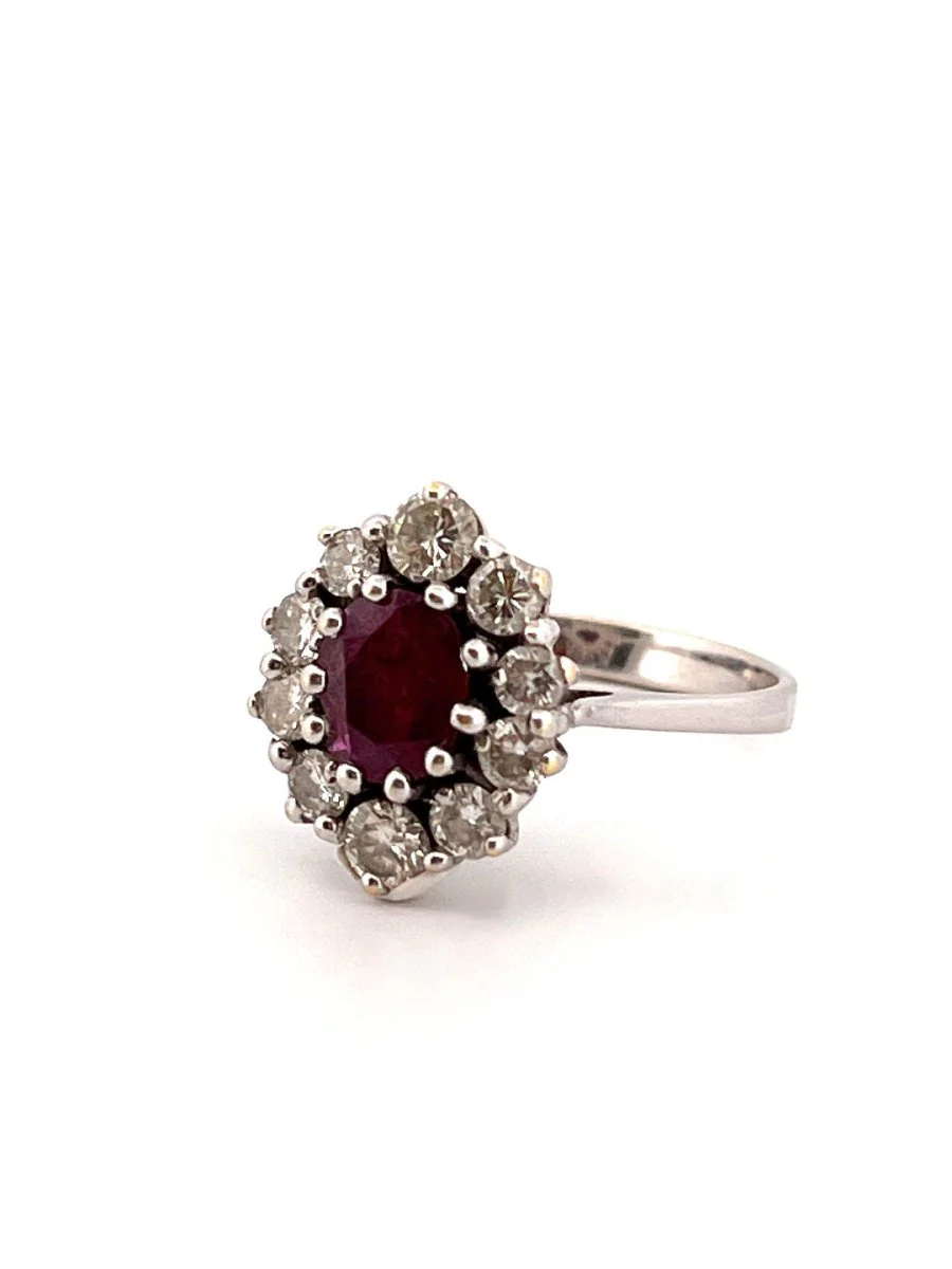 Bague Marguerite en or blanc et en rubis et diamants - Image 4