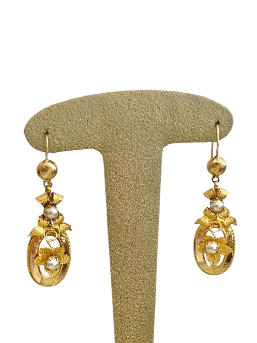 Boucles d'oreilles anciennes en or 18k - Image 2