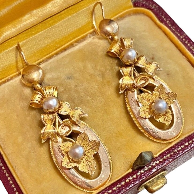 Boucles d'oreilles anciennes en or 18k - Image 4