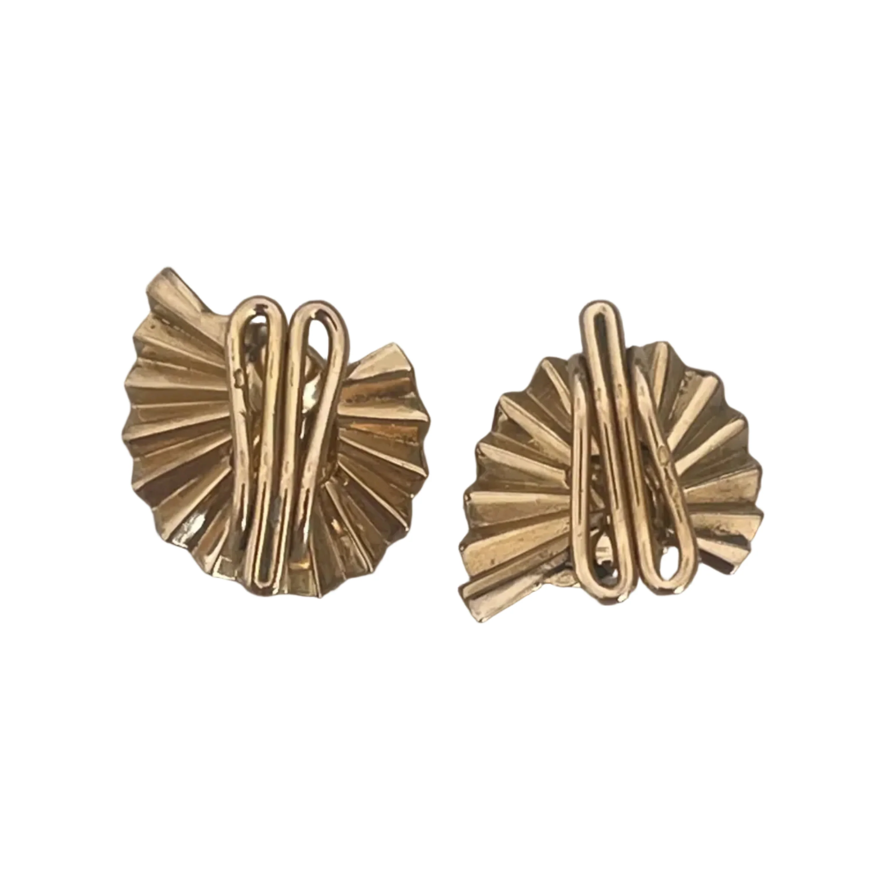 Boucles d'oreilles et broche Éventail en or jaune - Image 4