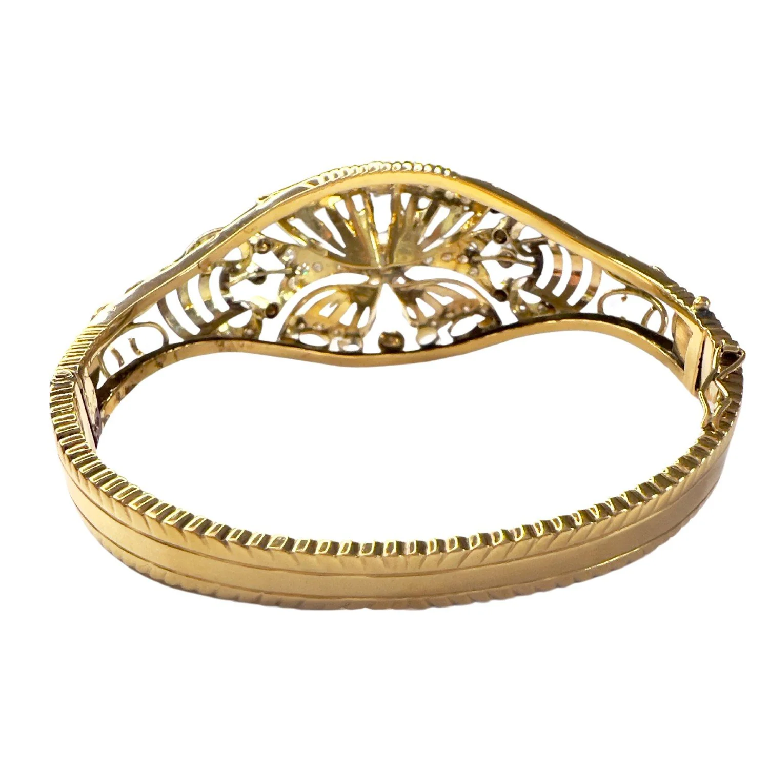 PULSERA ESTILO RETRO ÉPOCA 1945 de ORO 18 kts con DIAMANTES y ESMERALDA - Image 4