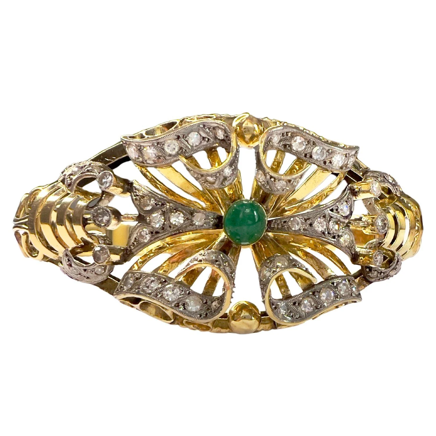 PULSERA ESTILO RETRO ÉPOCA 1945 de ORO 18 kts con DIAMANTES y ESMERALDA - Image 6