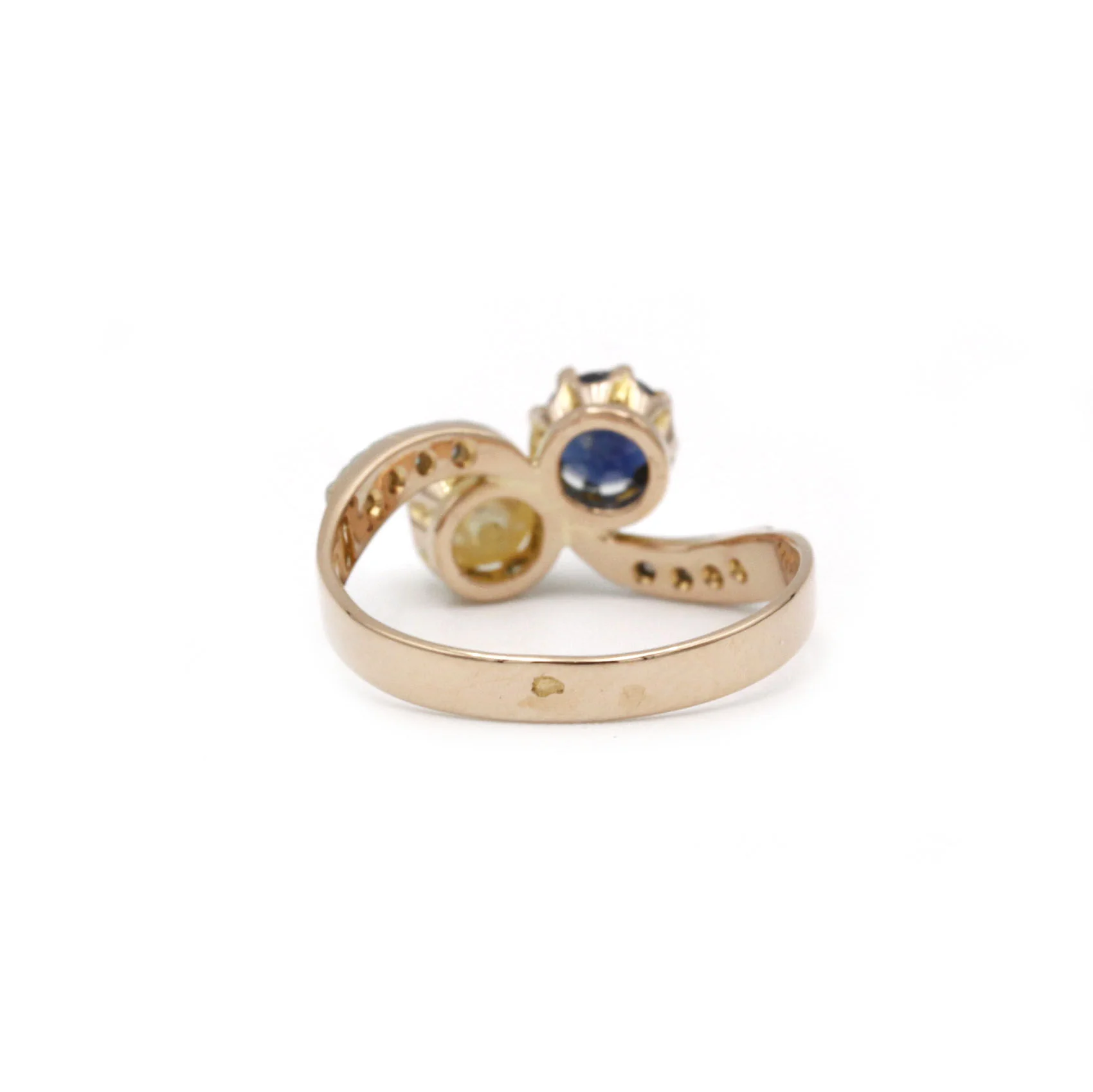 Bague Toi & Moi - Or, saphir et perle - Image 3