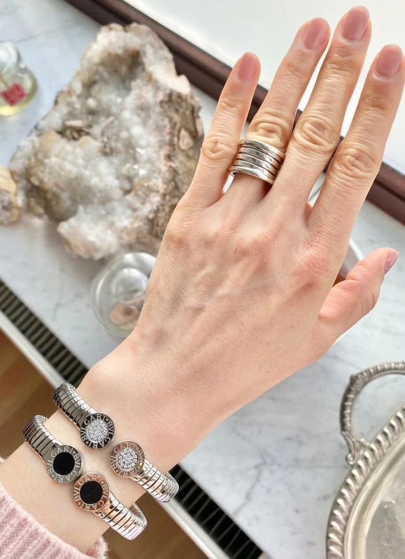 Bracelet BULGARI Bvlgari en acier et onyx - Image 3
