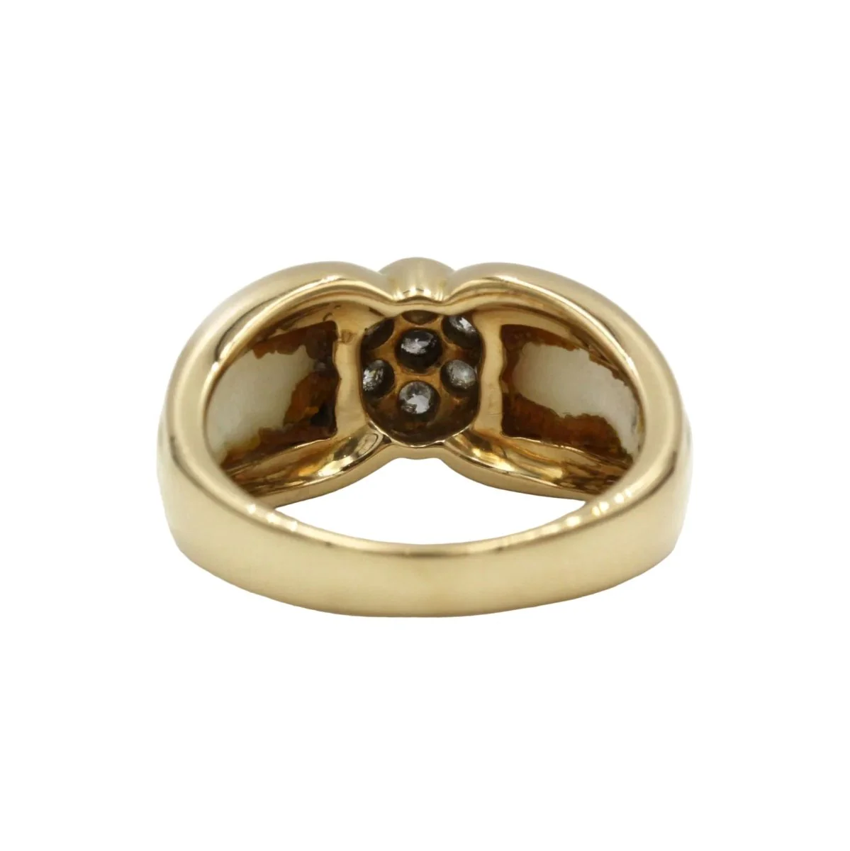 Bague Jonc en or jaune, cristal de roche et diamants - Image 3