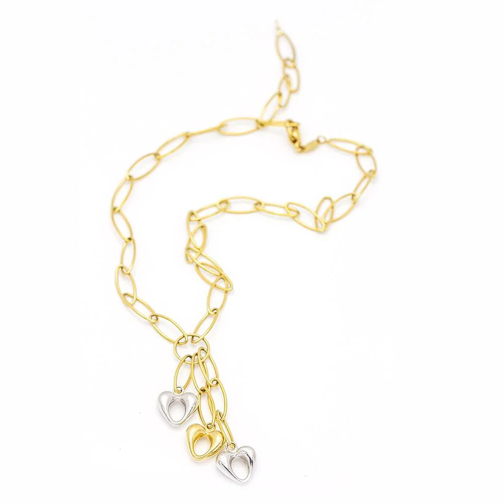 Collier en or bicolore avec des cœurs - Image 3