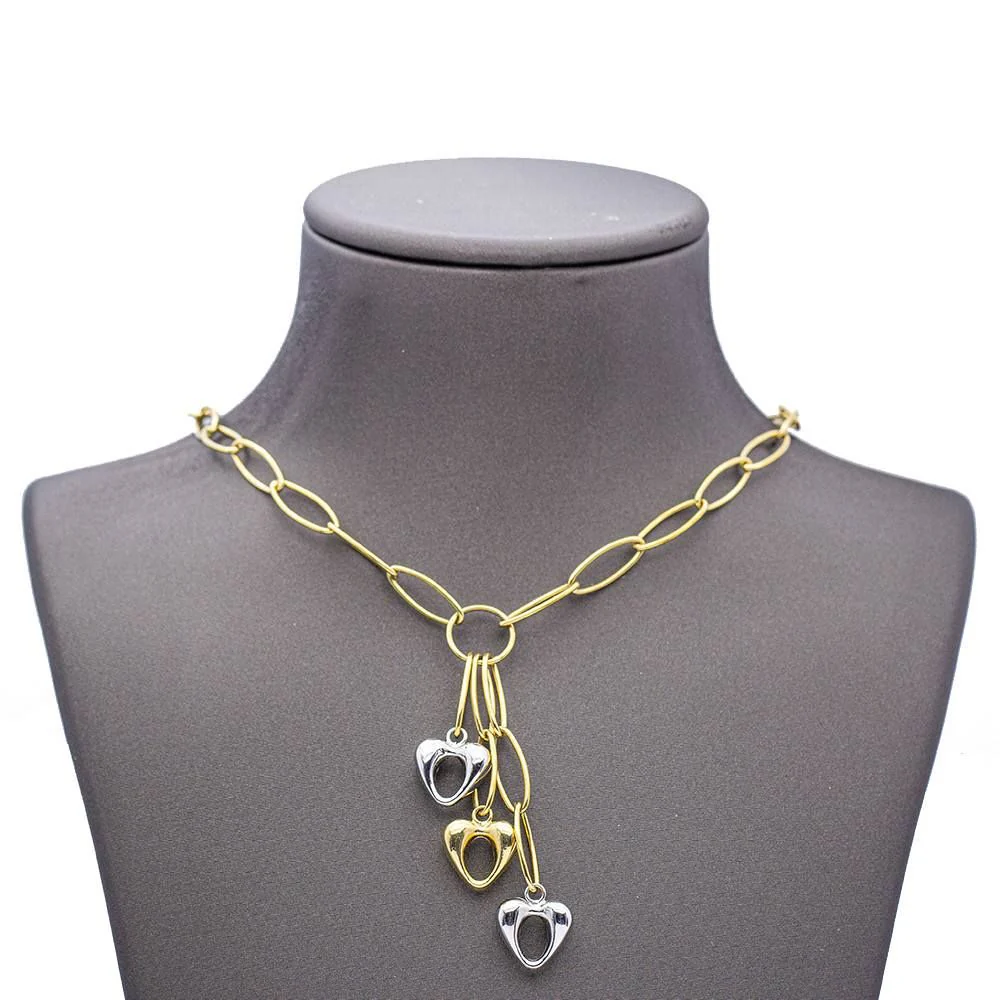 Collier en or bicolore avec des cœurs - Image 4
