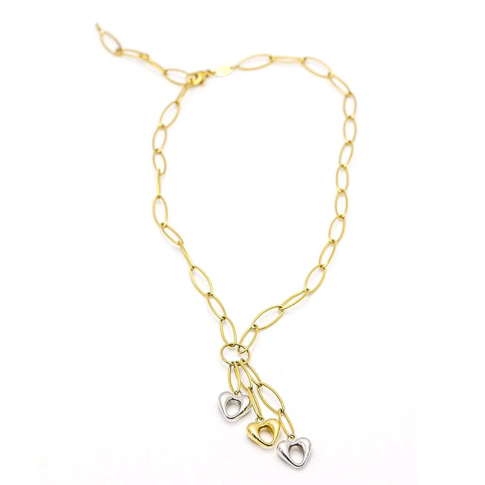 Collier en or bicolore avec des cœurs - Image 7