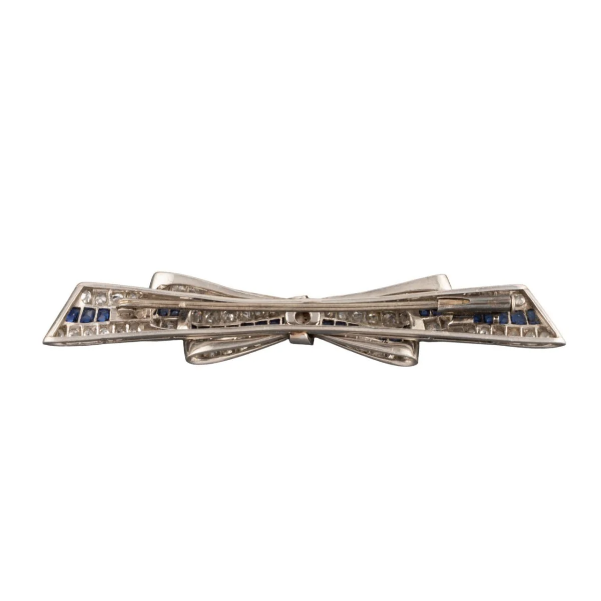 Broche Barrette Ruban en platine, saphirs et diamants - Image 2