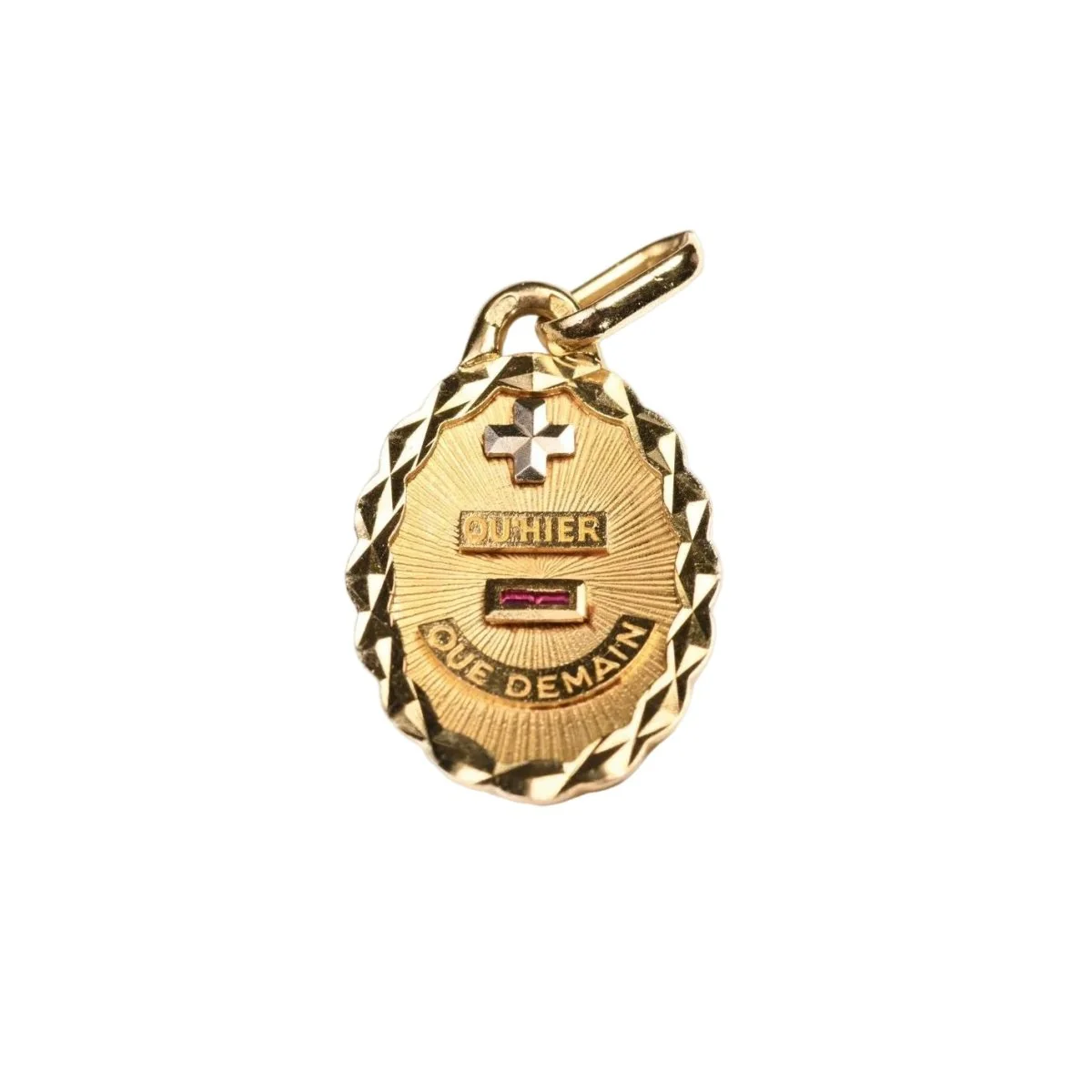 Pendentif AUGIS en or jaune, or blanc et rubis