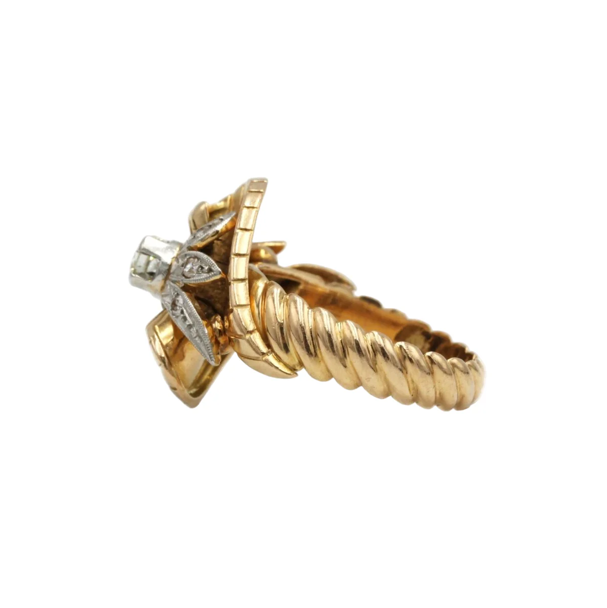 Bague en or jaune, platine, et diamants - Image 3