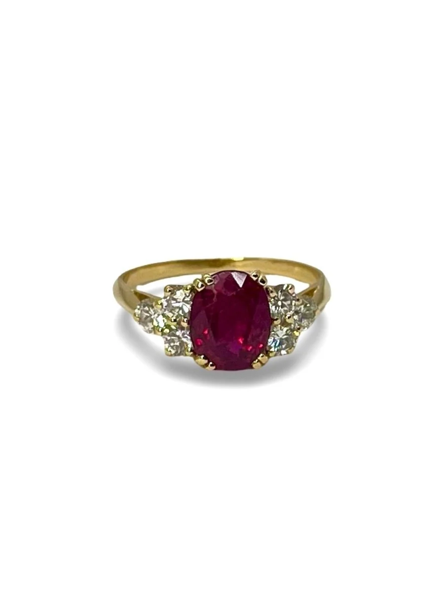 Bague or jaune rubis 2,19 ct et diamants 0,60 ct - Image 2