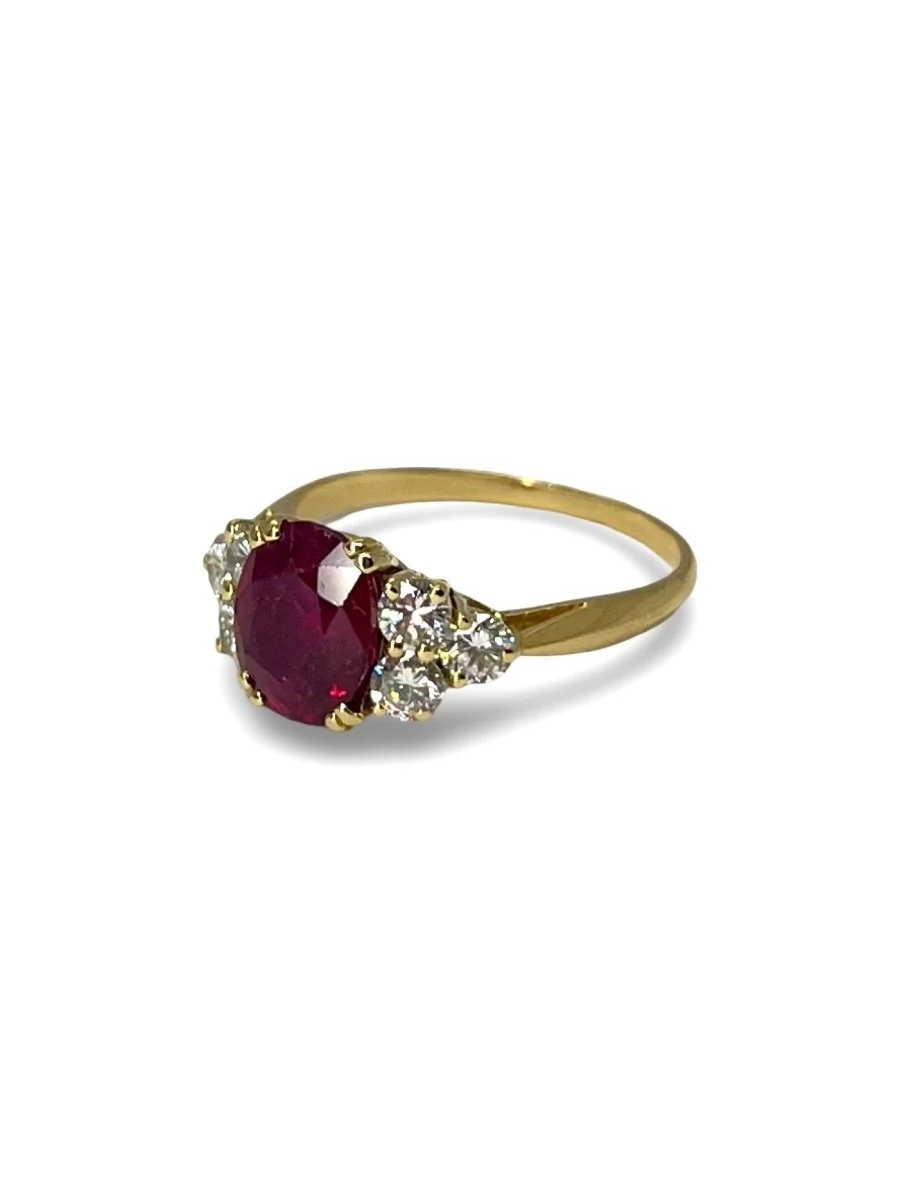 Bague or jaune rubis 2,19 ct et diamants 0,60 ct - Image 3