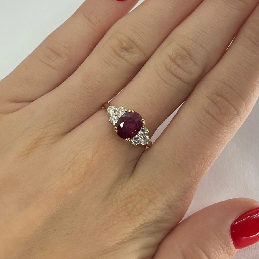 Bague or jaune rubis 2,19 ct et diamants 0,60 ct - Image 4