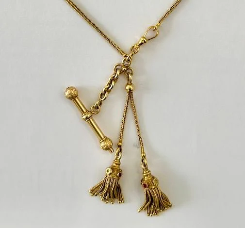 Collier Sautoir en or jaune, or vert et perles grises - Image 3
