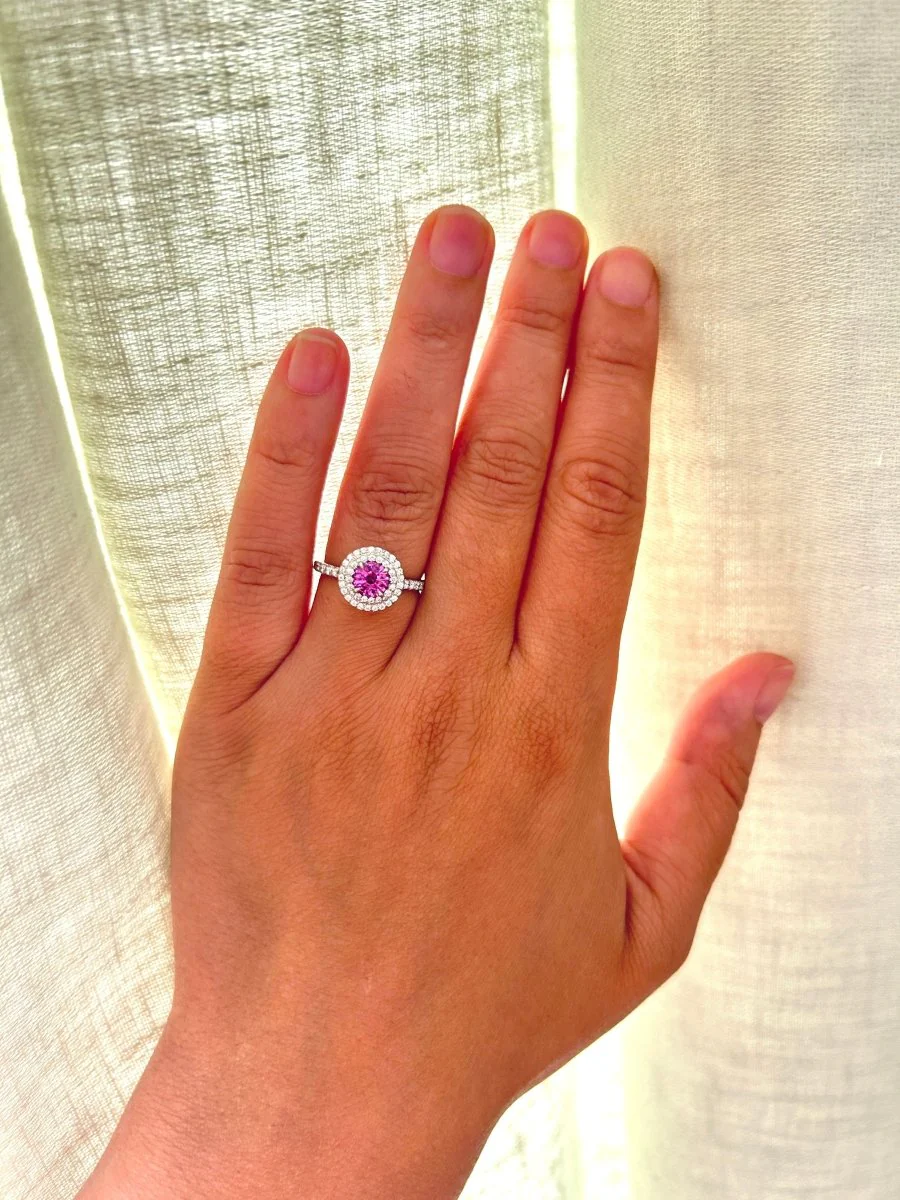 Bague TIFFANY & CO "Soleste" en platine, diamants et tourmaline rose - Image 2