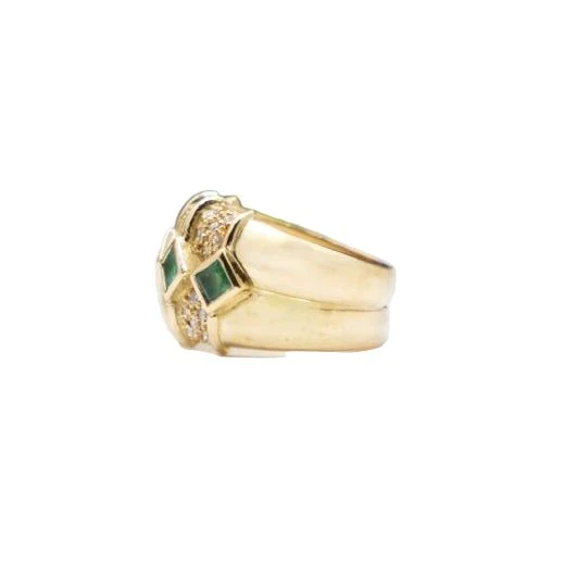 Bague Bandeau KOKIS en or jaune, émeraudes et diamants - Image 3
