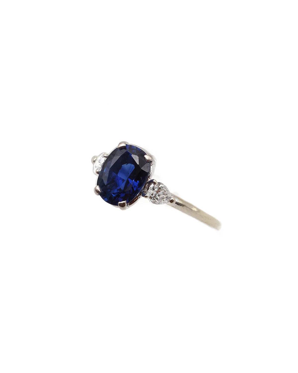 Bague saphir bleu 2.6 ct et diamants en or blanc - Image 4