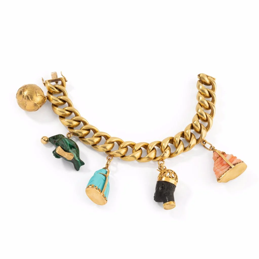 Bracelet charms en or jaune avec 5 breloques venitiennes - Image 7