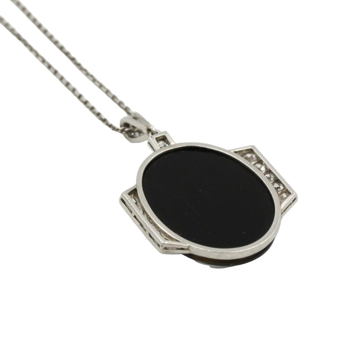 Collier Pendentif en platine, onyx et diamants - Image 3