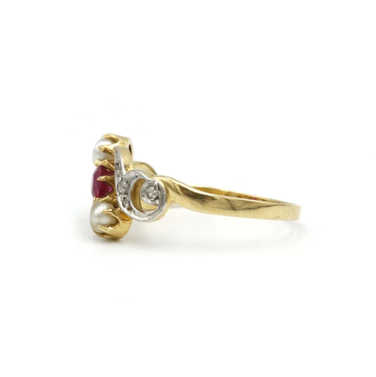 Bague - Or, Diamants, Perles & Rubis - Image 2