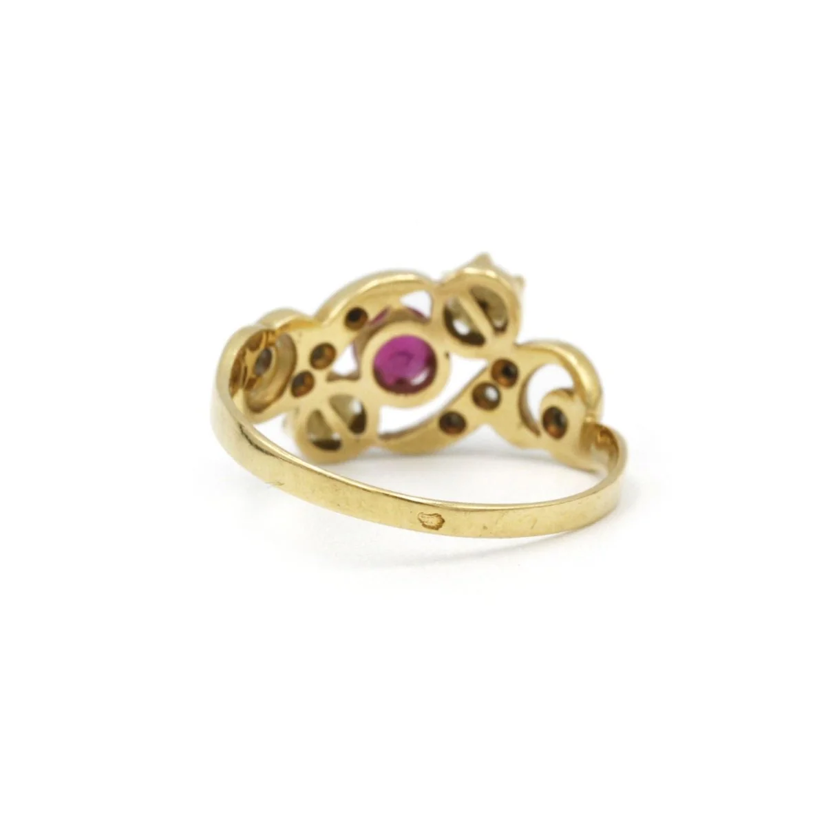 Bague - Or, Diamants, Perles & Rubis - Image 3