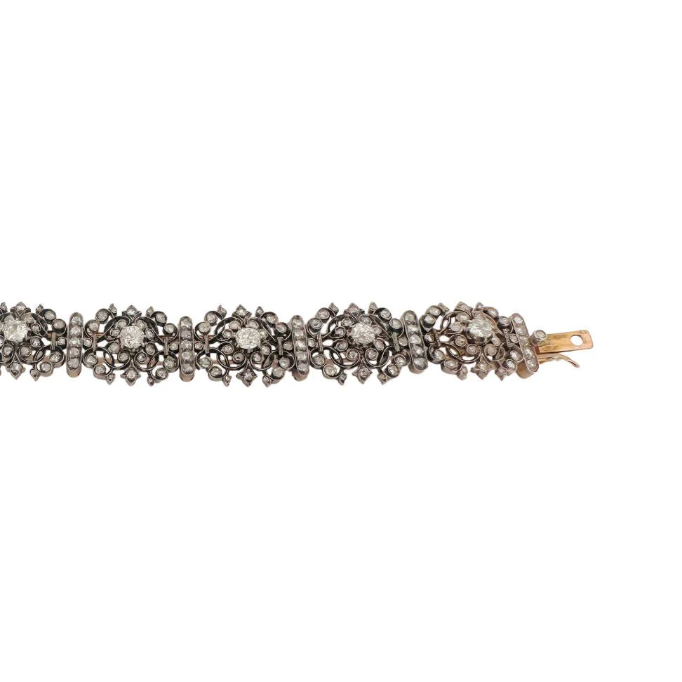 Bracelet en or jaune, argent et diamants - Image 2