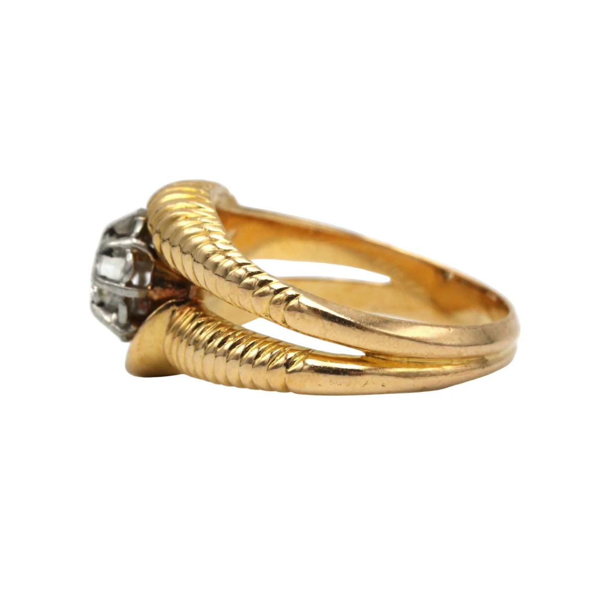 Bague en or jaune, platine, et diamant - Image 3